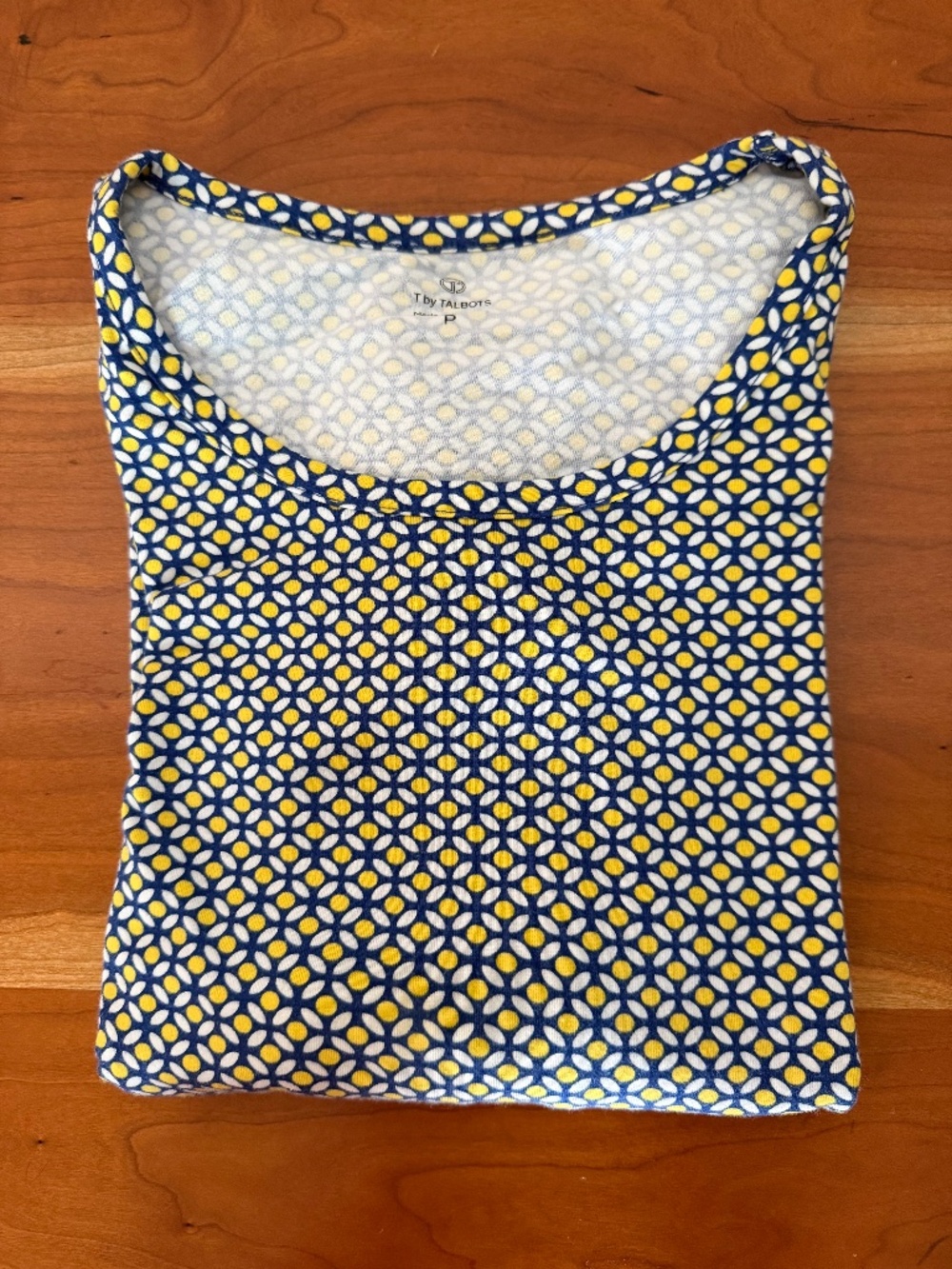 TALBOTS SCOOP NECK PRINT KNIT SHIRT